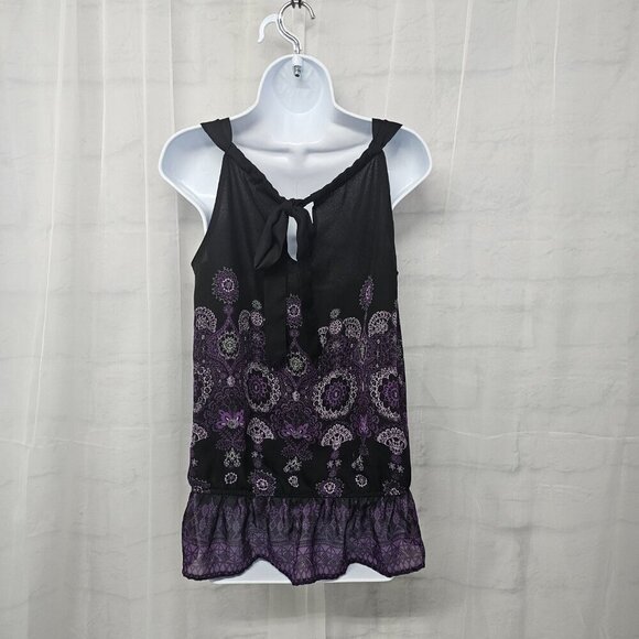 Apt 9 Black Purple Y2K Tank Beaded Boho Fairy Goth Witchy Gypsy S - Picture 6 of 10